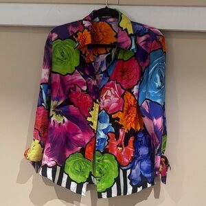 Roberto Cavalli Multicolor Floral Shirt